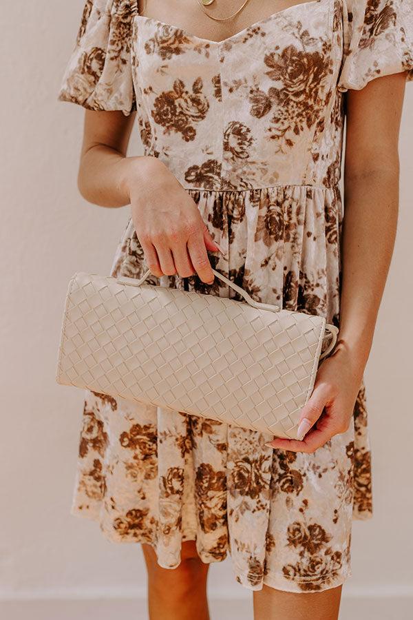 Impressions Exclusive Party Faux Leather Woven Purse In Light Oatmeal