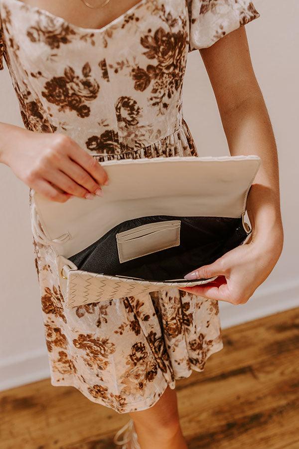 Impressions Exclusive Party Faux Leather Woven Purse In Light Oatmeal