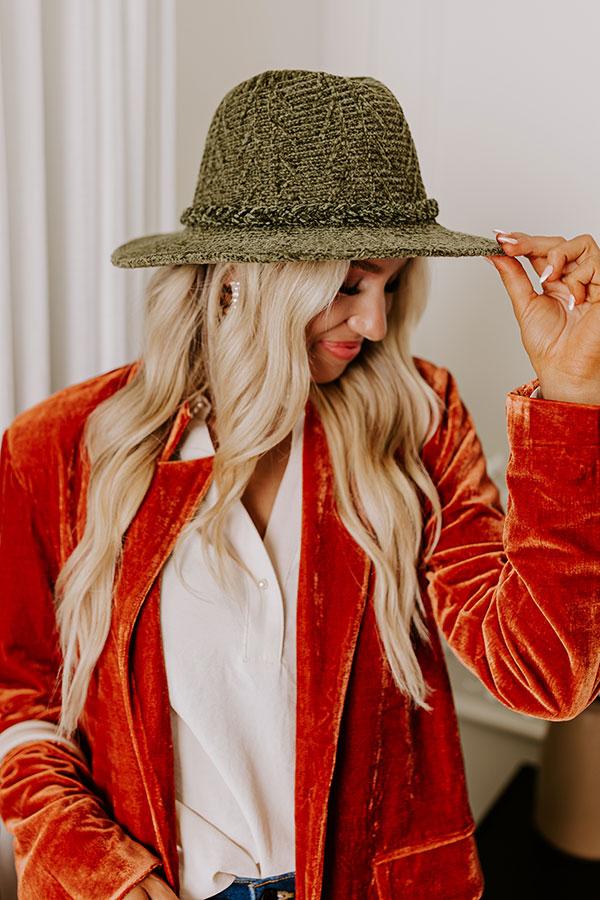 Impressions Fall Dreaming Chenille Woven Fedora In Olive