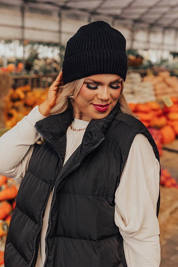 Impressions Fall Gratitude Fleece Lined Beanie In Black