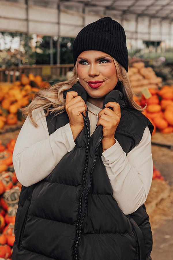 Impressions Fall Gratitude Fleece Lined Beanie In Black