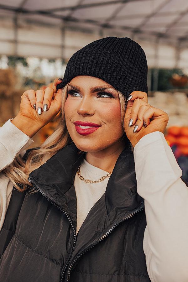 Impressions Fall Gratitude Fleece Lined Beanie In Black