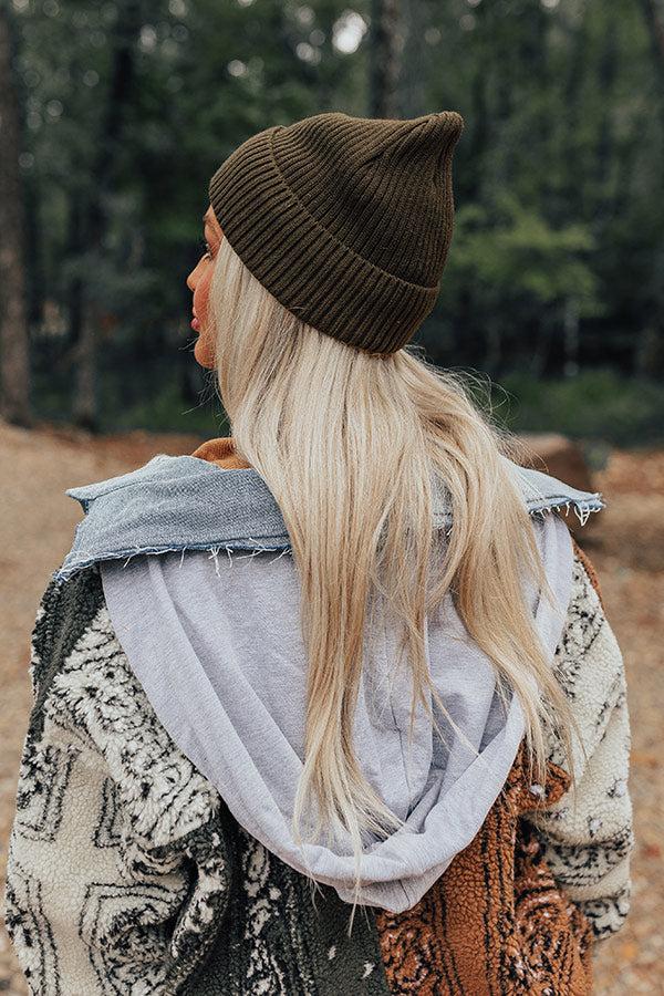 Impressions Fall Gratitude Fleece Lined Beanie In Olive