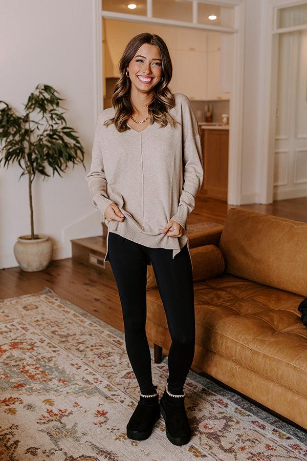 Impressions Fall Latte Shift Sweater In Light Warm Taupe