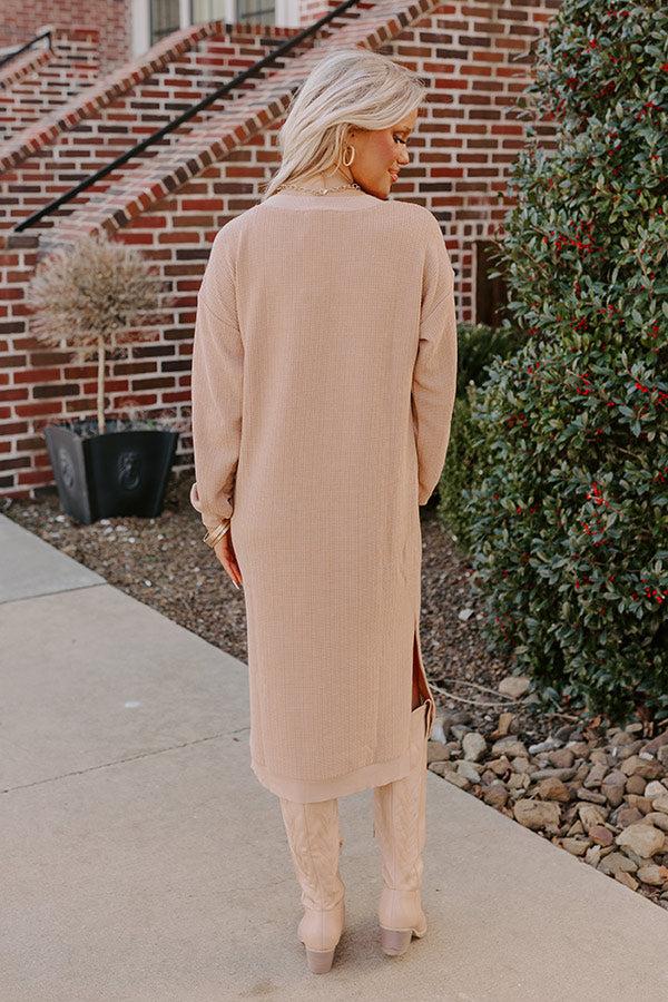 Impressions Fall Sentiments Waffle Knit Midi In Iced Latte
