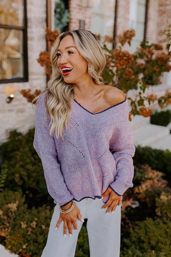 Impressions Falling For Cozy Knit Sweater In Dusty Purple