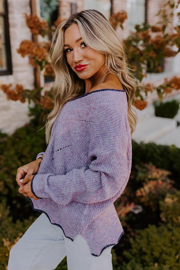 Impressions Falling For Cozy Knit Sweater In Dusty Purple