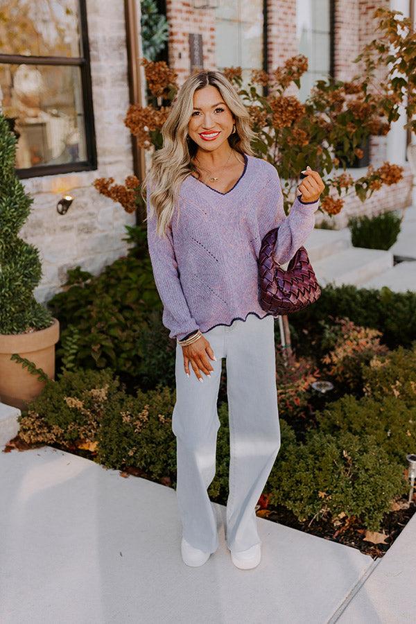 Impressions Falling For Cozy Knit Sweater In Dusty Purple