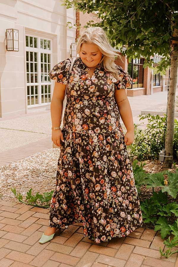 Impressions Falling For You Floral Maxi Dress Curves