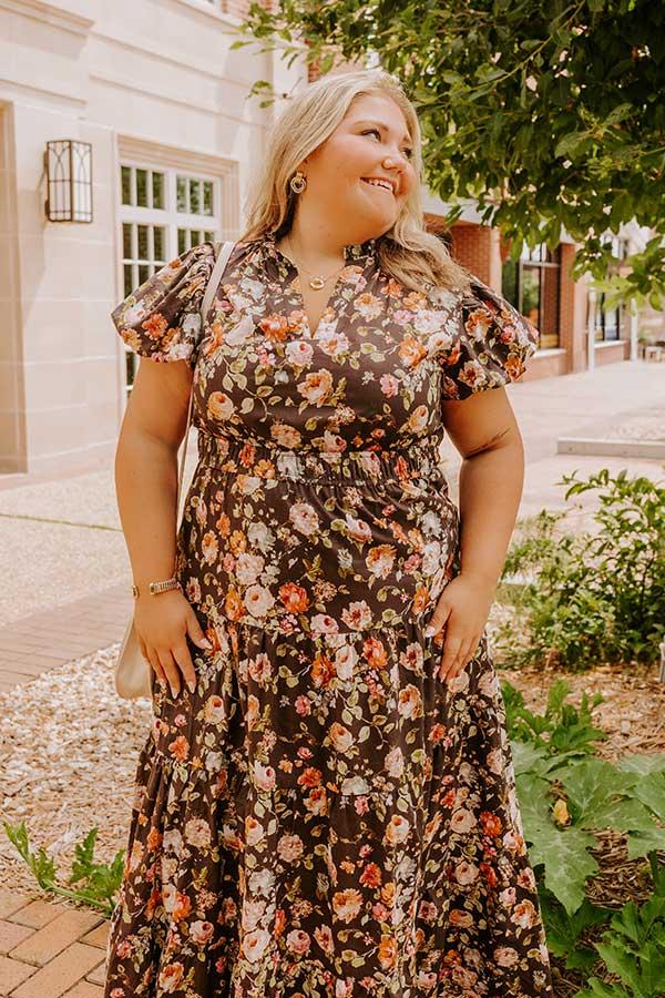 Impressions Falling For You Floral Maxi Dress Curves