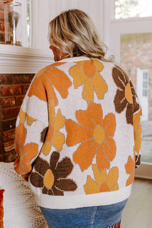 Impressions Falling For You Knit Floral Sweater Curves