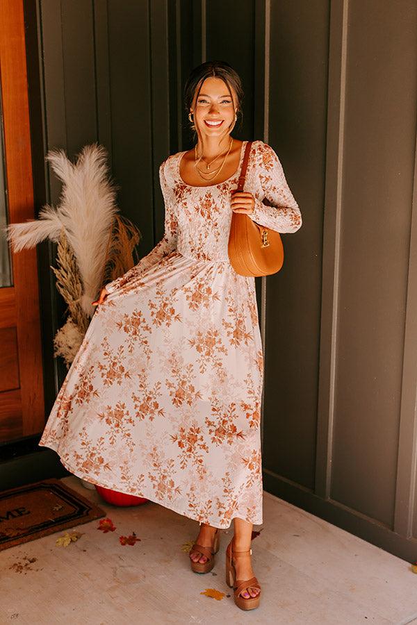 Impressions Falling In Love Mesh Floral Midi In Cream