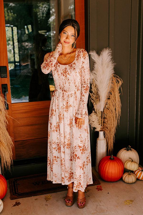 Impressions Falling In Love Mesh Floral Midi In Cream