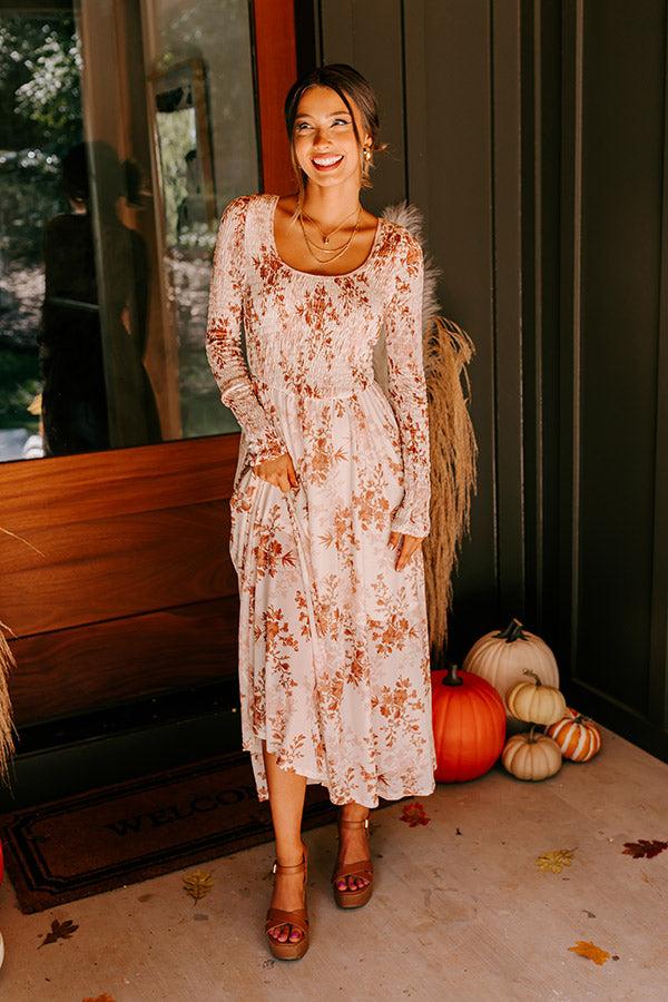 Impressions Falling In Love Mesh Floral Midi in Cream