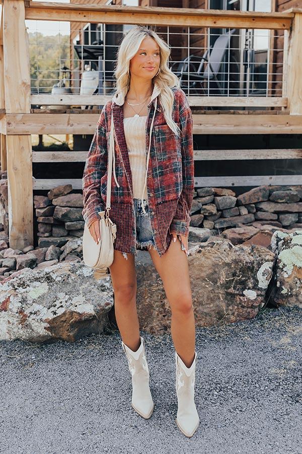 Impressions Falling Leaves And Lattes Plaid Lightweight Jacket
