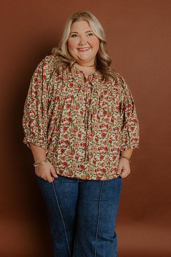 Impressions Falling Leaves Floral Corduroy Top Curves