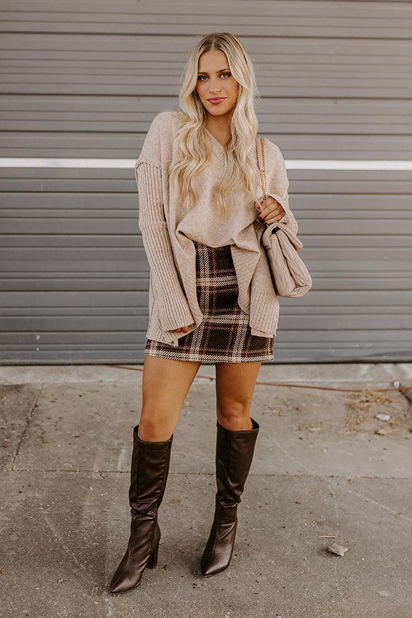 Impressions Falling Leaves Knit Sweater In Iced Latte