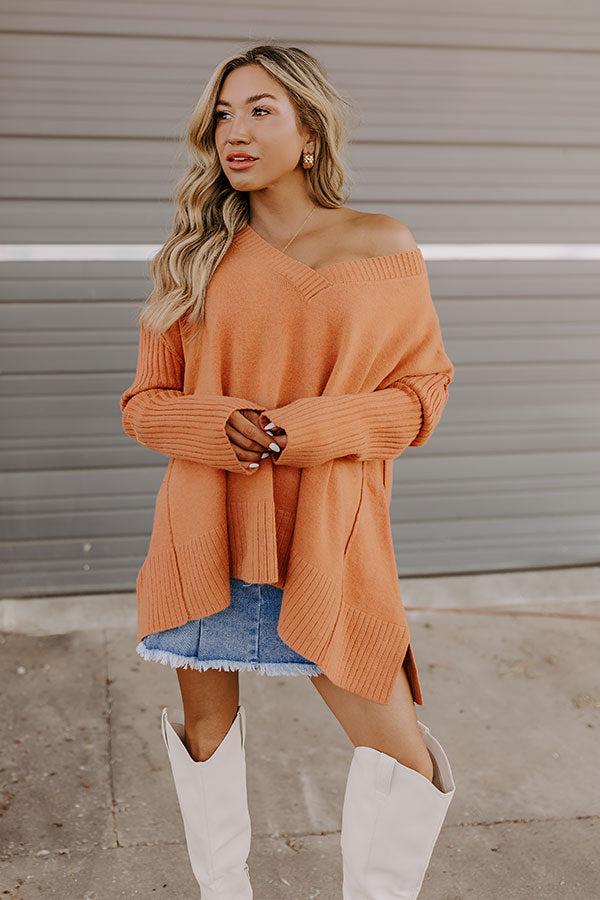 Impressions Falling Leaves Knit Sweater in Light Rust