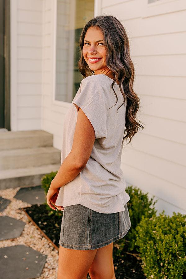 Impressions Fan Fav Linen-Blend Shift Top In Warm Taupe