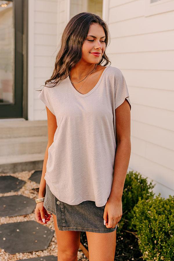 Impressions Fan Fav Linen-Blend Shift Top In Warm Taupe