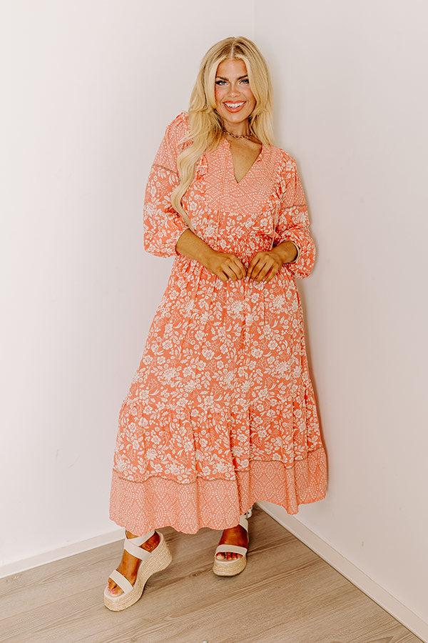 Impressions Farmers Market Meetup Floral Midi in Peach Curves