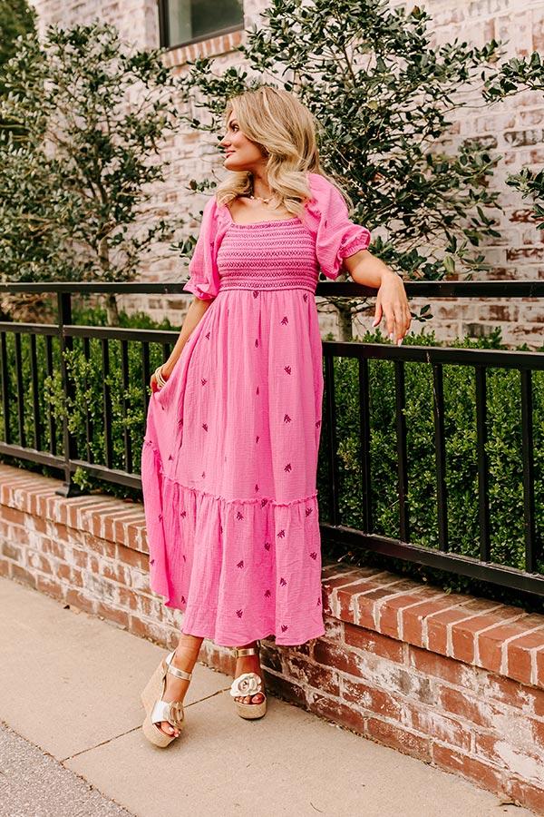 Impressions Farmers Market Stroll Smocked Maxi In Pink