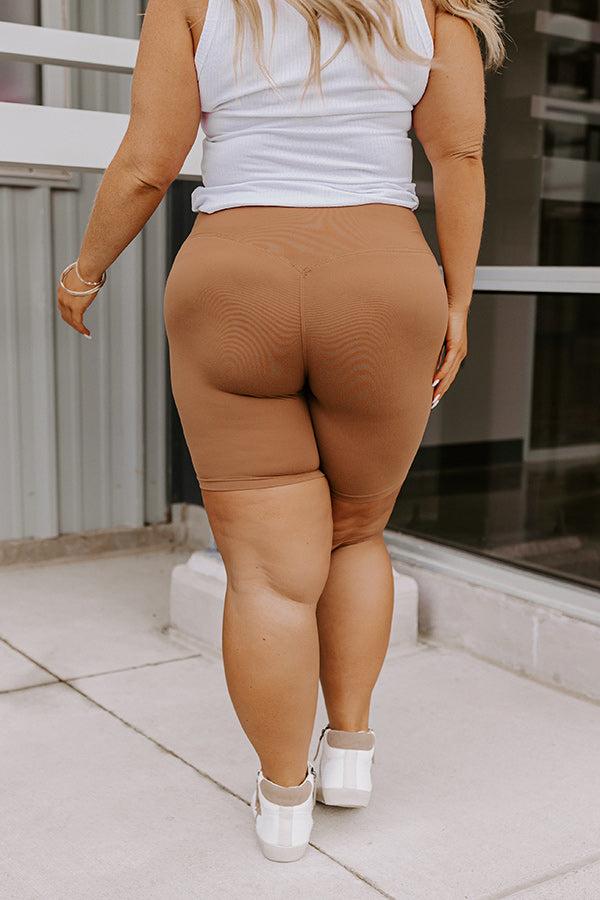 Impressions Favorite Adventure Butter Soft Biker Shorts In Camel Curves
