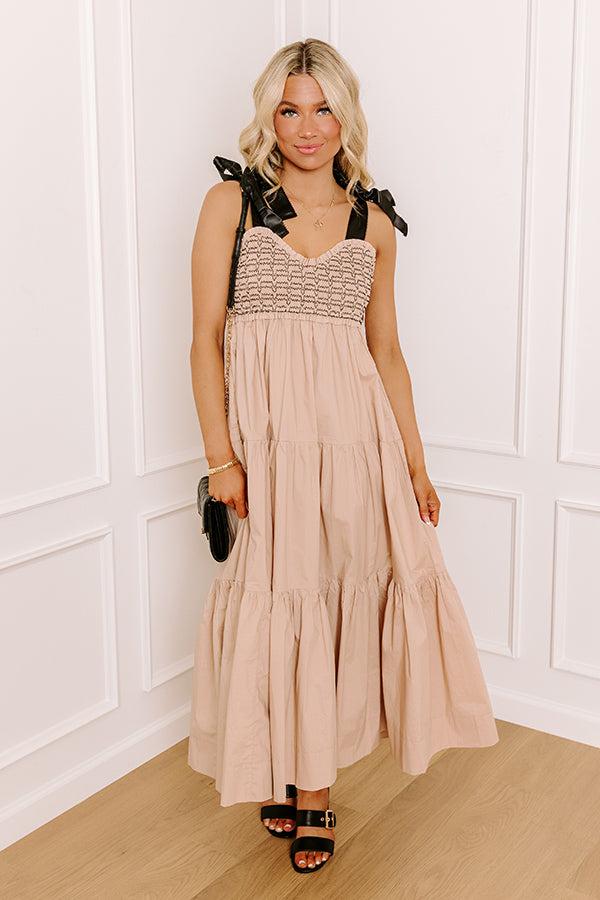 Impressions Favorite Love Story Smocked Midi Iced Latte