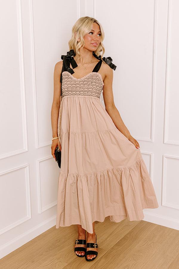 Impressions Favorite Love Story Smocked Midi Iced Latte