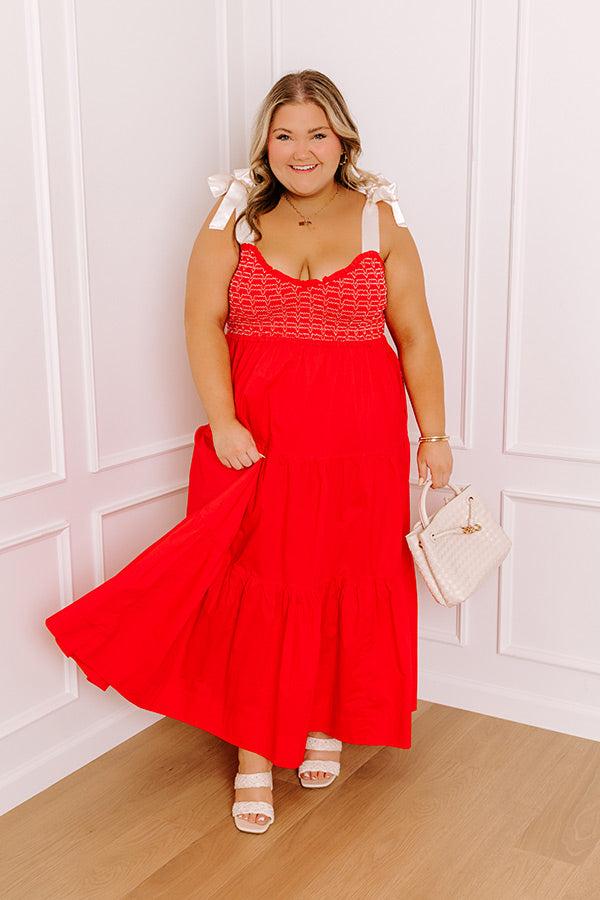Impressions Favorite Love Story Smocked Midi in Red Curves