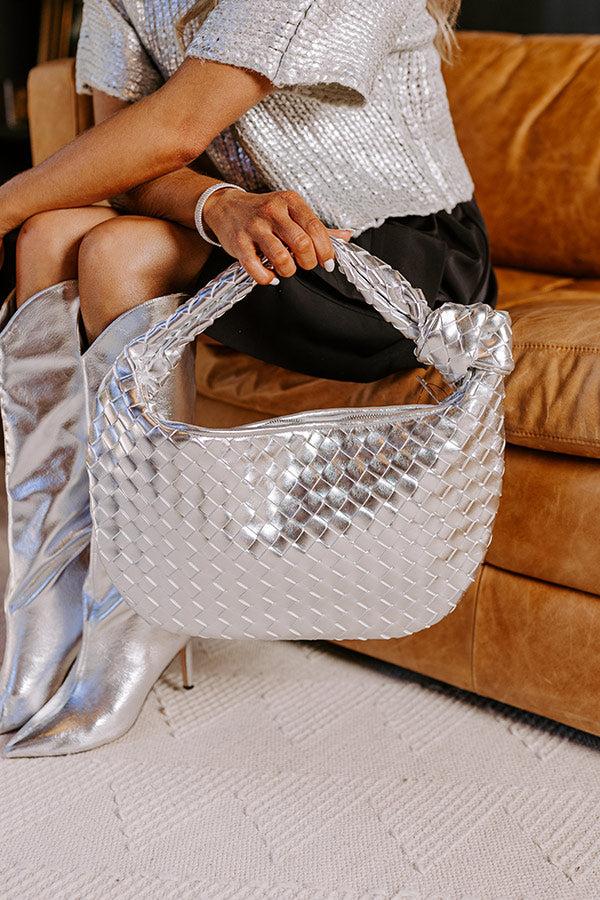 Impressions Feeling Glam Woven Metallic Tote In Silver