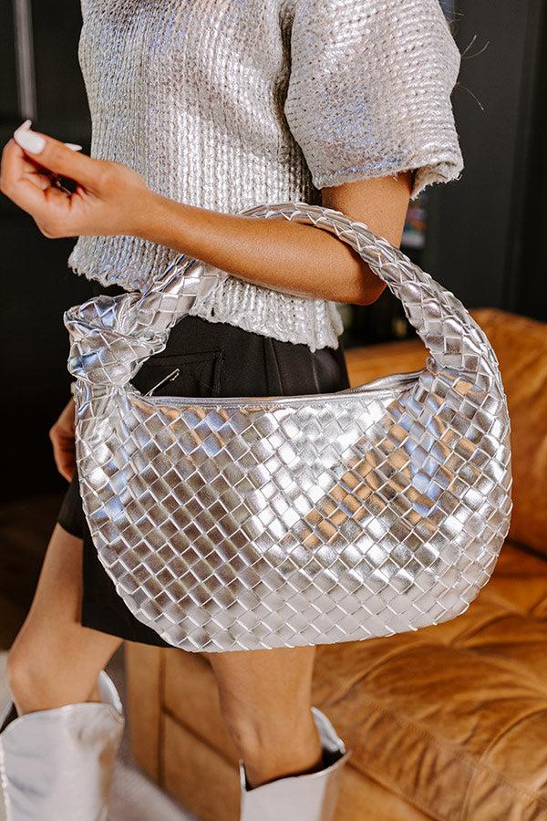 Impressions Feeling Glam Woven Metallic Tote in Silver