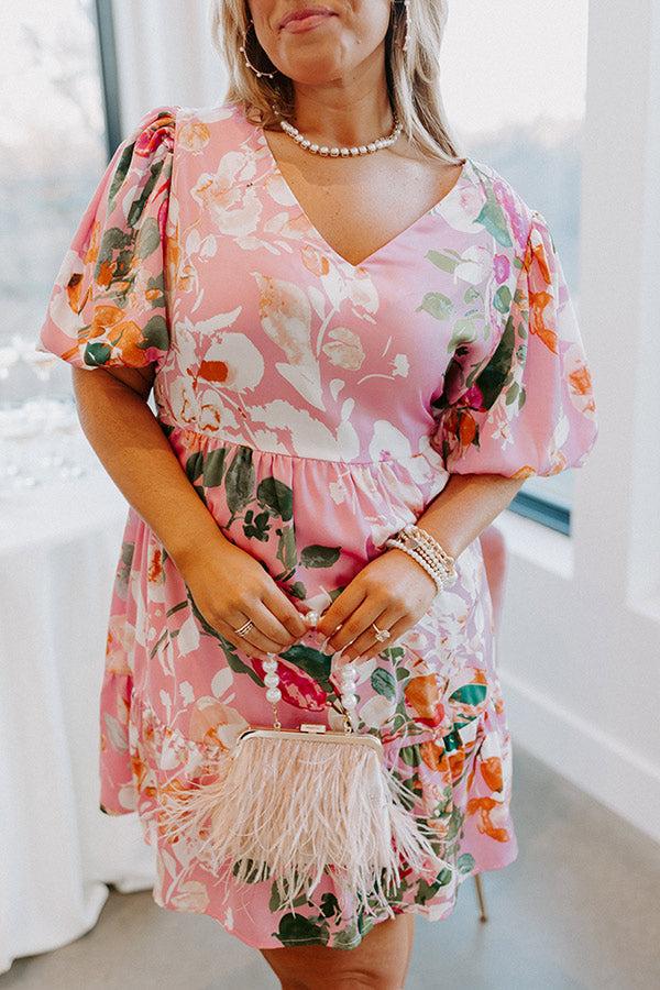 Impressions Feeling Idyllic Shift Dress In Pink Curves