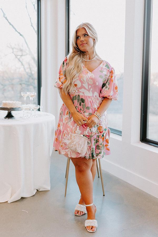 Impressions Feeling Idyllic Shift Dress In Pink Curves