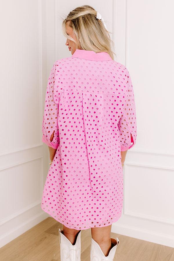 Impressions Feeling Posh Eyelet Mini Dress In Bubblegum Pink