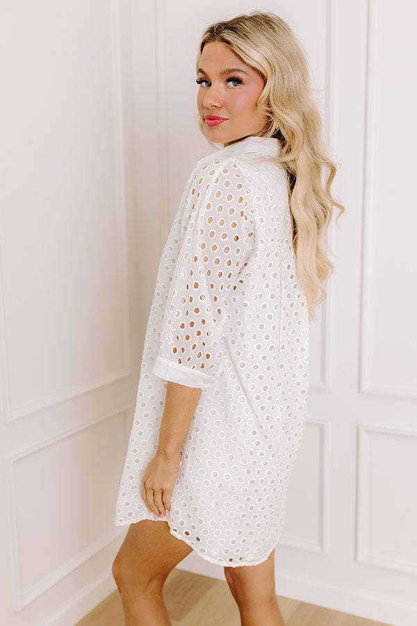 Impressions Feeling Posh Eyelet Mini Dress In White