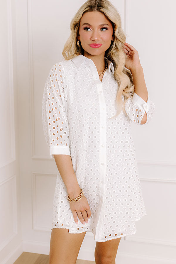 Impressions Feeling Posh Eyelet Mini Dress In White