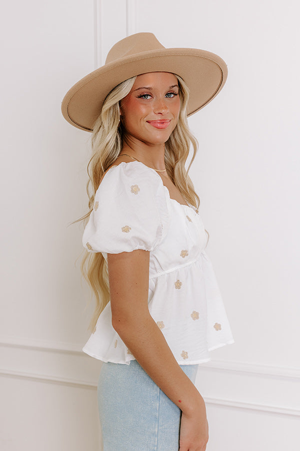 Impressions Feeling Romantic Embroidered Babydoll Top