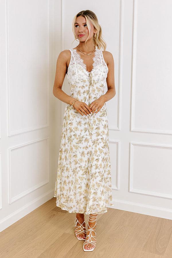Impressions Femme Fatale Lace Midi in Primrose Yellow