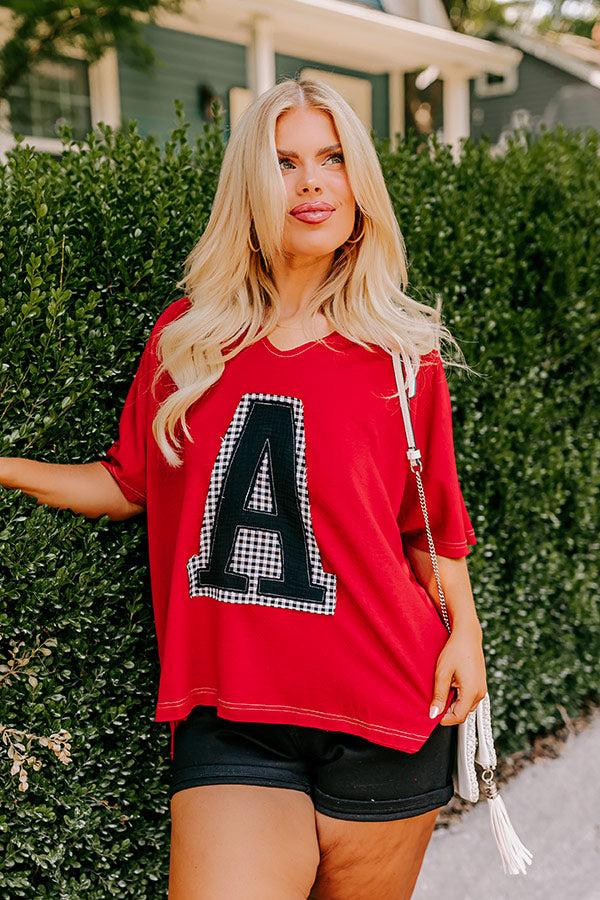 Impressions Field Day Letter Patch Tee In Red Curves