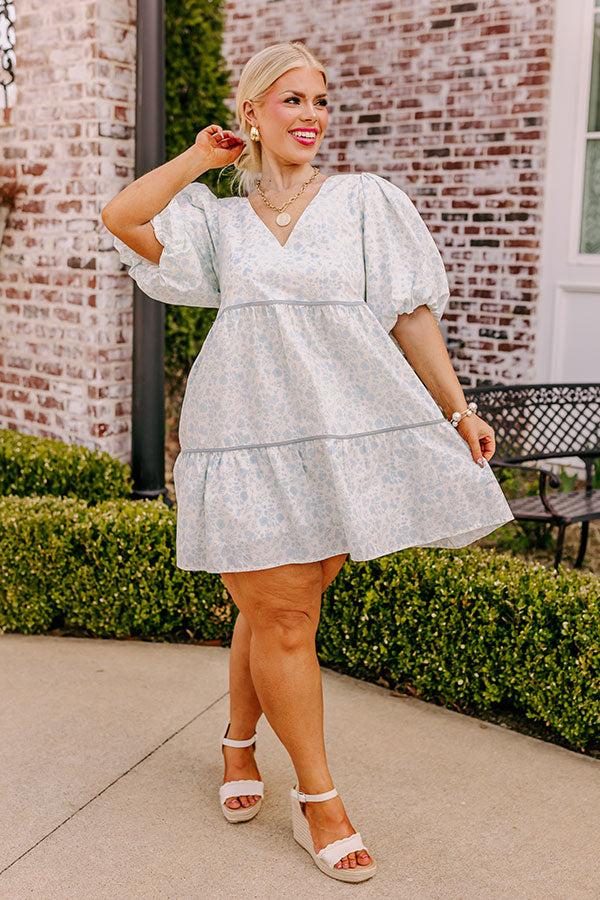 Impressions Field Of Flowers Babydoll Mini Dress Curves