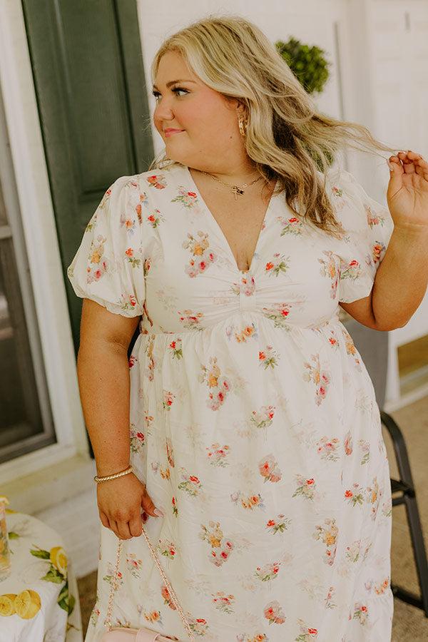 Impressions Field Of Grace Floral Midi Dress Curves