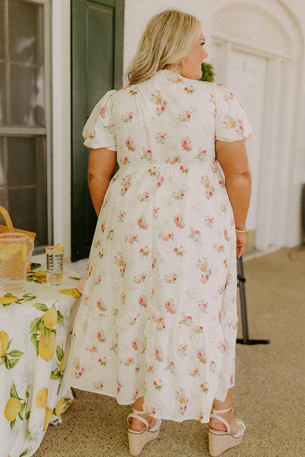 Impressions Field Of Grace Floral Midi Dress Curves