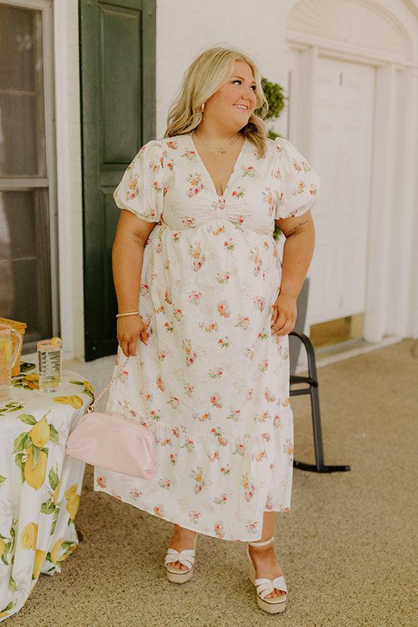 Impressions Field Of Grace Floral Midi Dress Curves