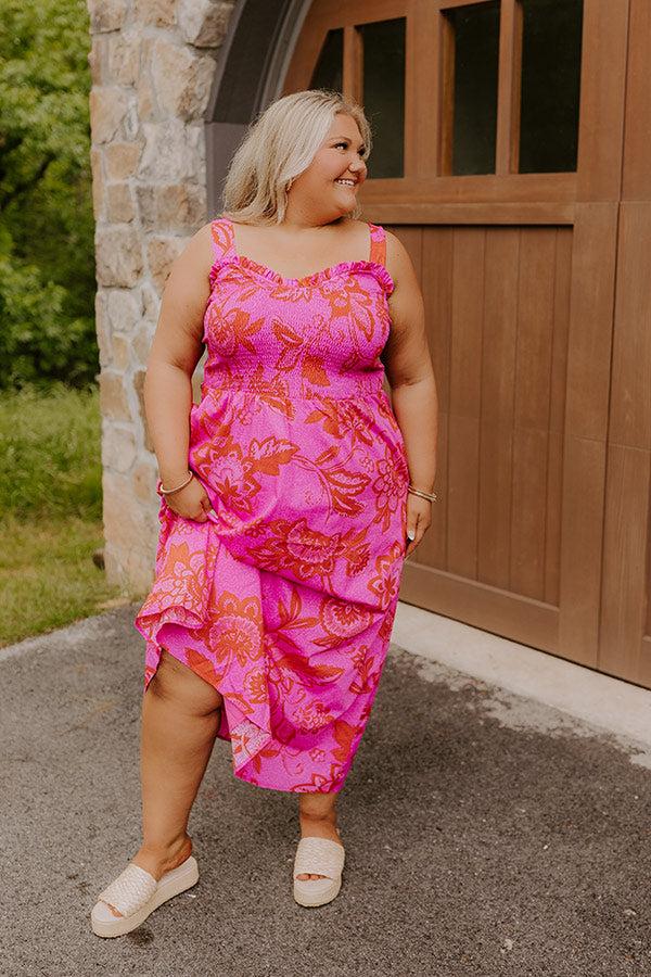 Impressions Fiesta On The Square Floral Midi Dress Curves