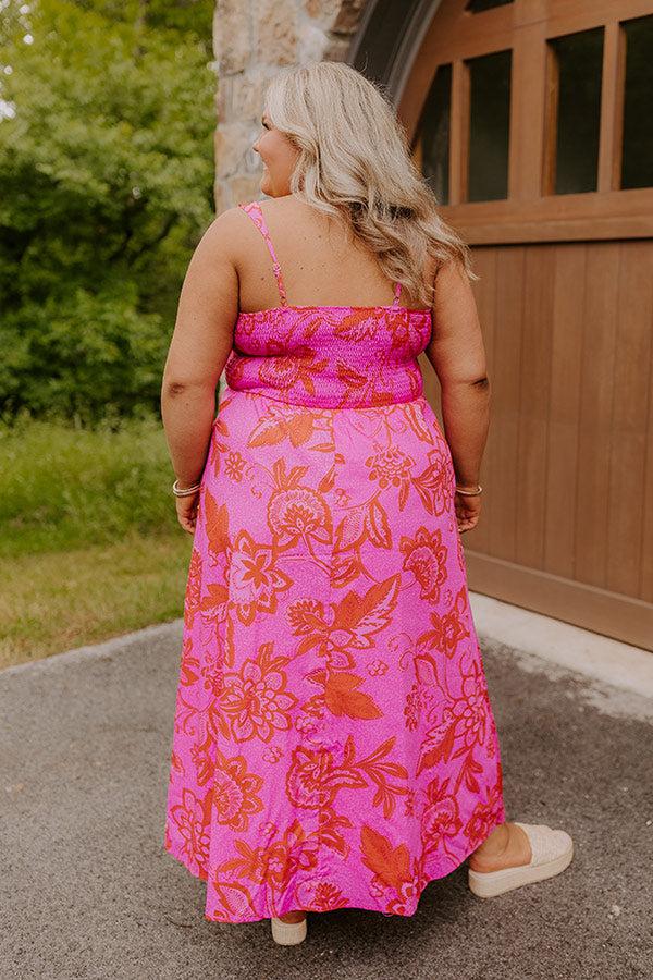 Impressions Fiesta On The Square Floral Midi Dress Curves