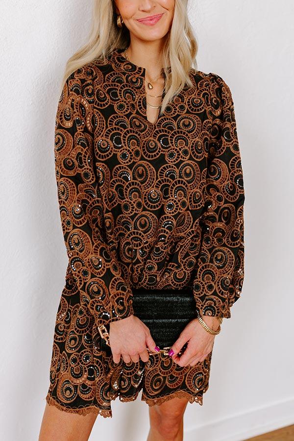 Impressions Fifth Avenue Embroidered Mini Dress In Black