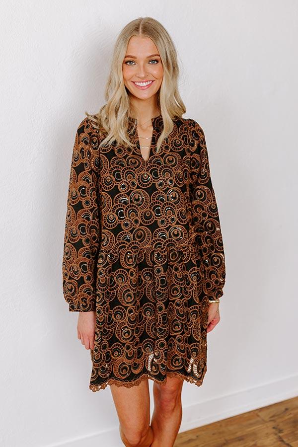 Impressions Fifth Avenue Embroidered Mini Dress In Black