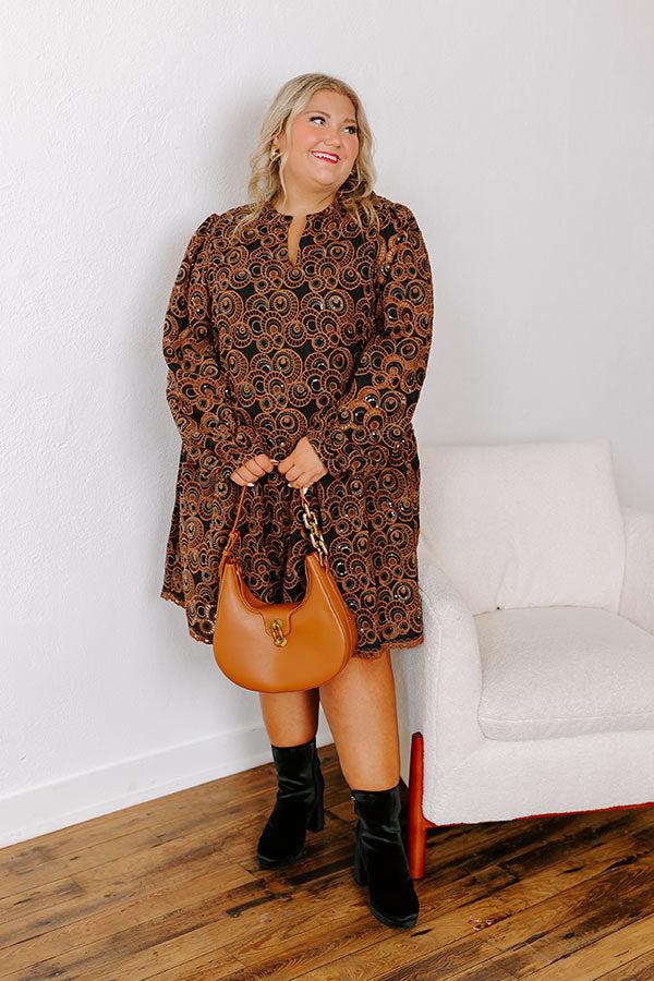 Impressions Fifth Avenue Embroidered Mini Dress In Black Curves