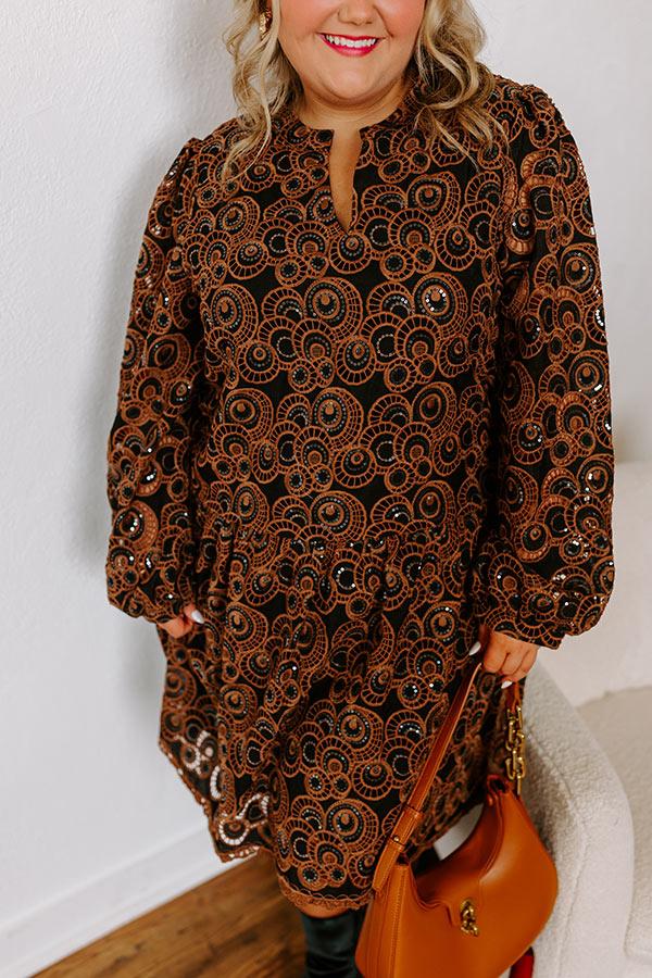 Impressions Fifth Avenue Embroidered Mini Dress In Black Curves